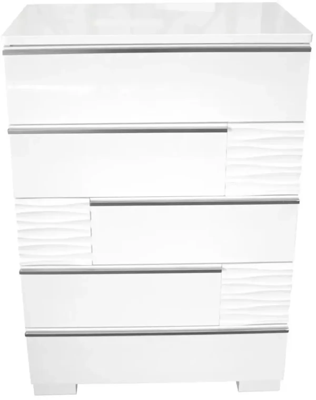 Best Master Furniture Best Master Athens 5-Drawer Poplar Wood Bedroom Chest in White Lacquer