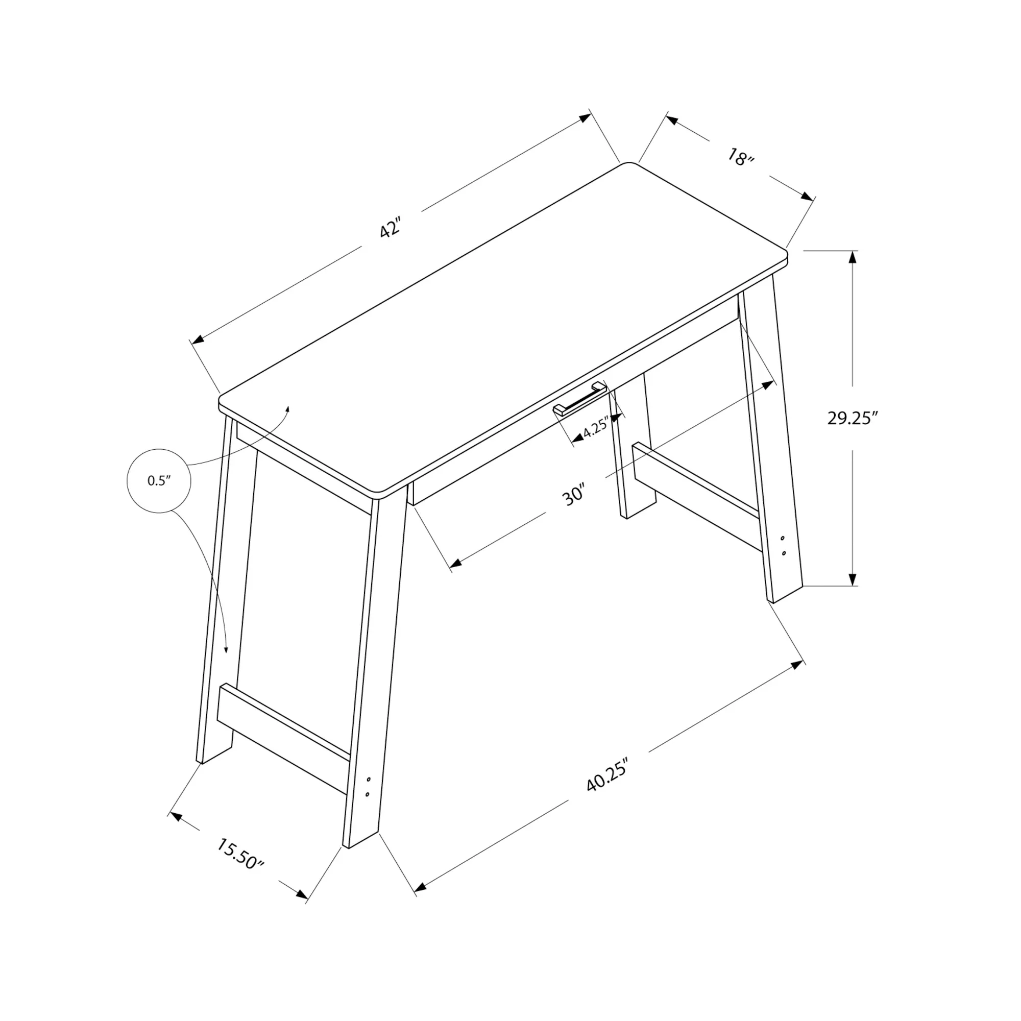 Monarch Specialties I 7190 Computer Desk, Home Office, Laptop, Storage Drawers, Work, Laminate, Brown, Contemporary, Modern