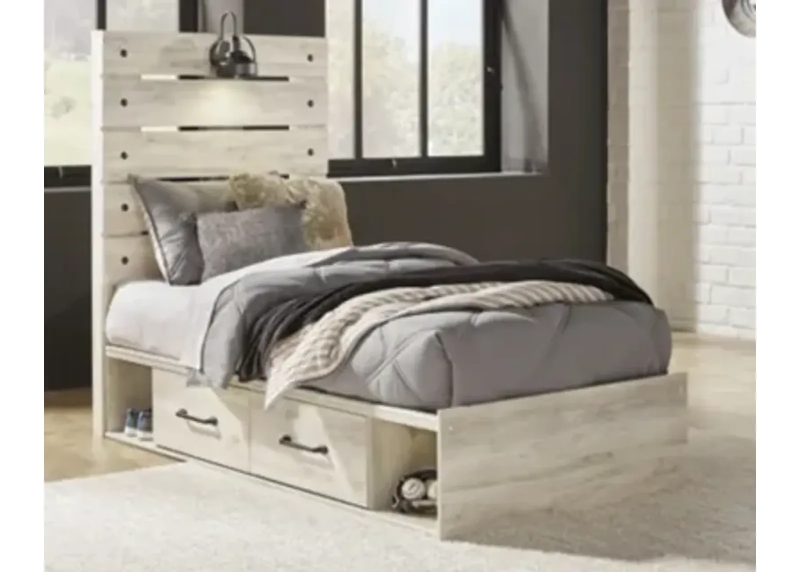 Cambeck Twin Panel Bed with 2 Storage Drawers