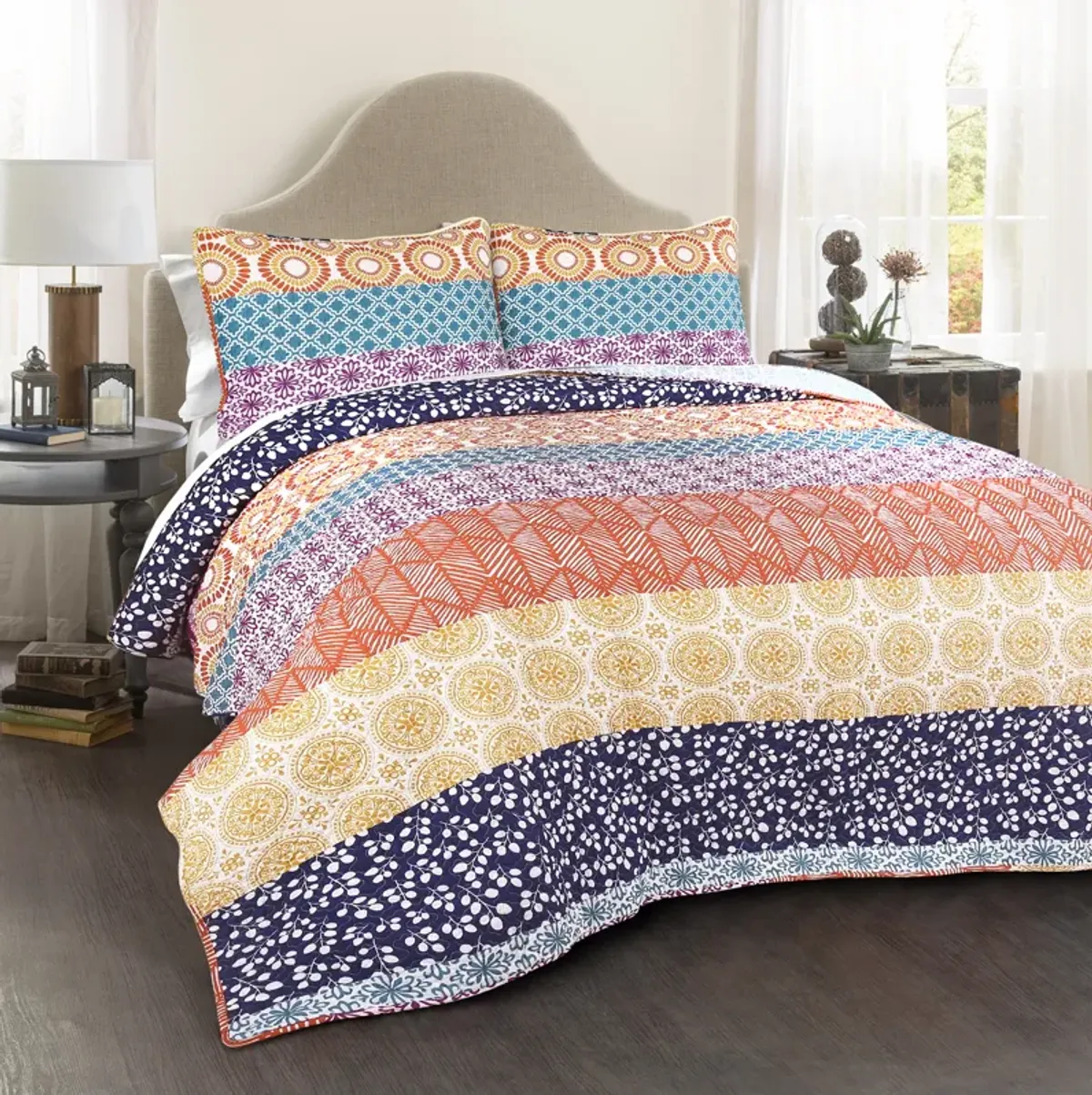 Bohemian Stripe Quilt 3Pc Set