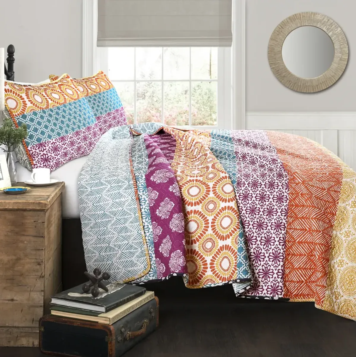 Bohemian Stripe Quilt 3Pc Set