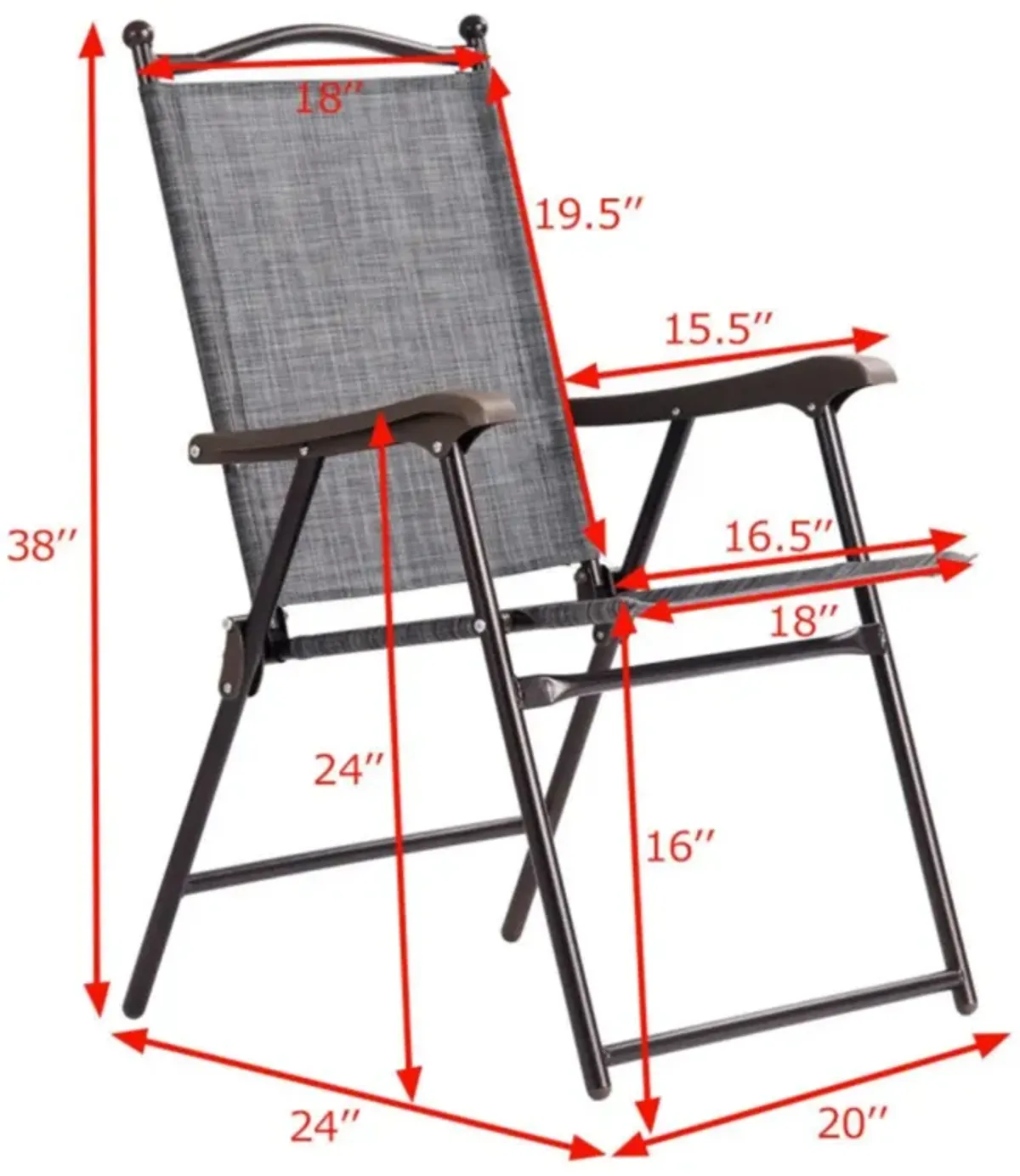 Hivvago Set of 2 Patio Folding Sling Back Camping Deck Chairs