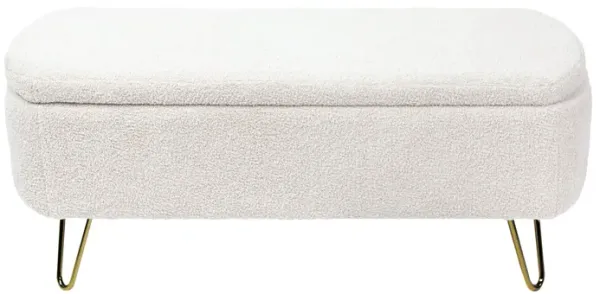 Mondawe Storage Entryway Ottoman Bench, Faux Fur Bench Upholstered Padded for End of Bed