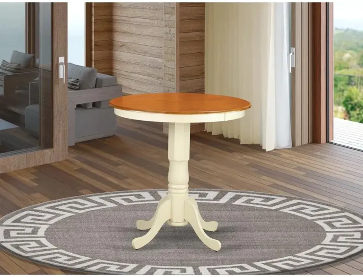 Eden round counter height table finished in linen white