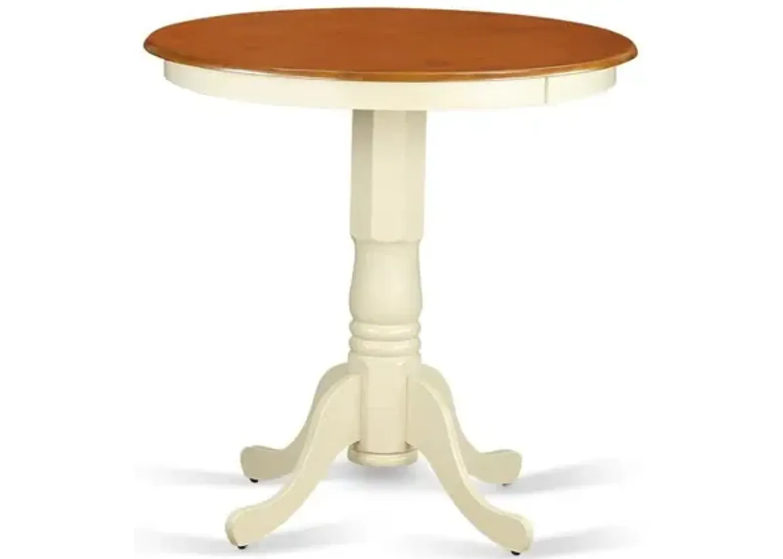 Eden round counter height table finished in linen white