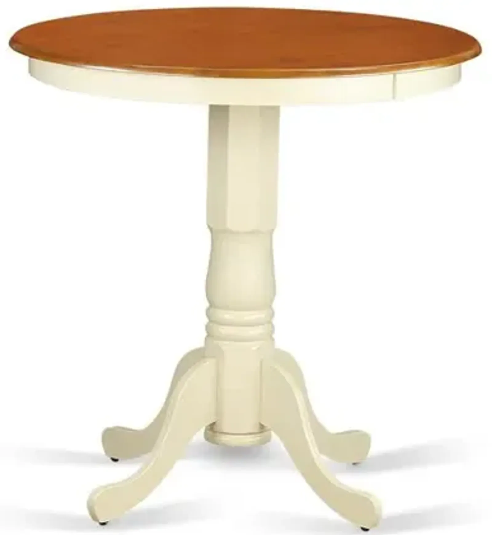 Eden round counter height table finished in linen white