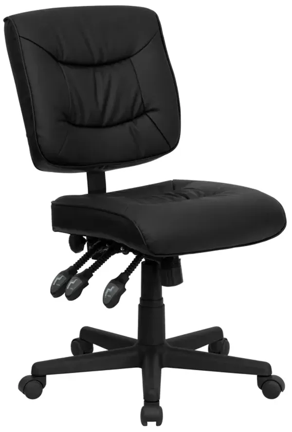 Cole Mid-Back Black LeatherSoft Multifunction Swivel Ergonomic Task Office Chair