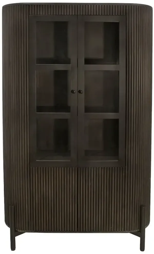 Alex Hamilton Odin 2-Glass Door Cabinet in Charred Ember Finish on Mango Wood