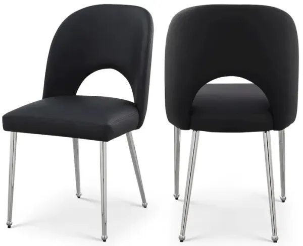 Meridian Furniture Logan Black Vegan Leather Dining Chair, Set of 2