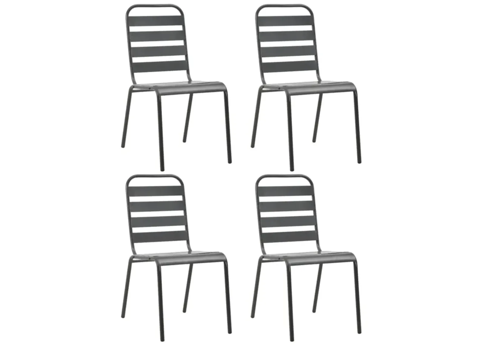 vidaXL Outdoor Chairs 4 pcs Slatted Design Steel Dark Gray