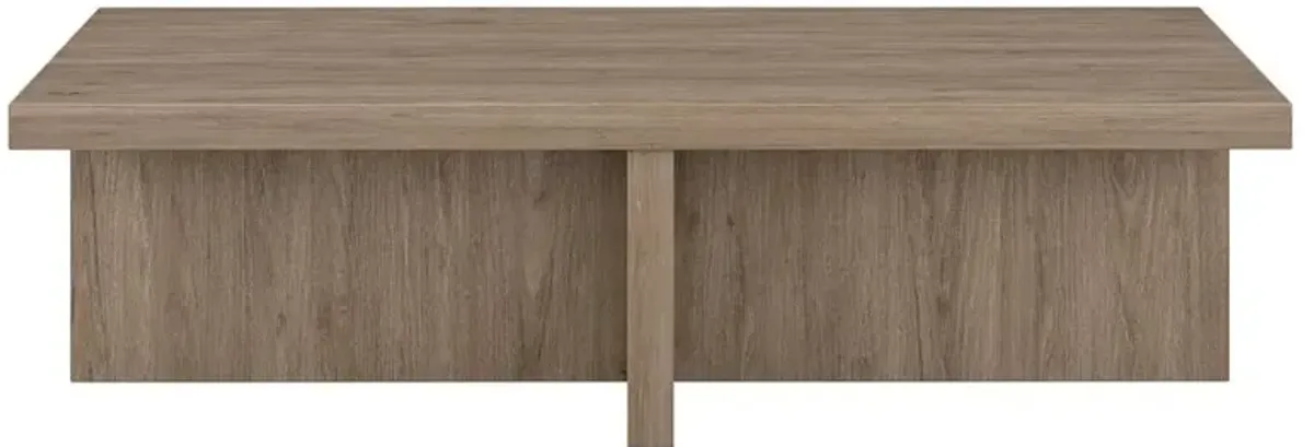 Hudson&Canal Elna 54 Wide Rectangular Coffee Table in Antiqued Gray Oak