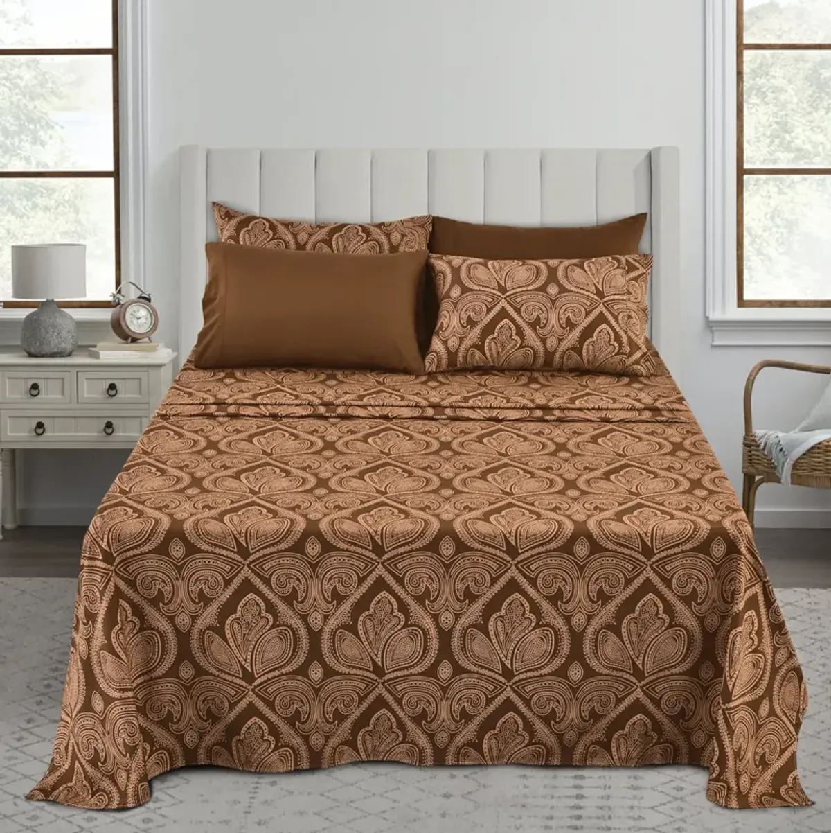 Lux Decor Collection Bed Sheets - Brushed Microfiber Paisley Sheet Set