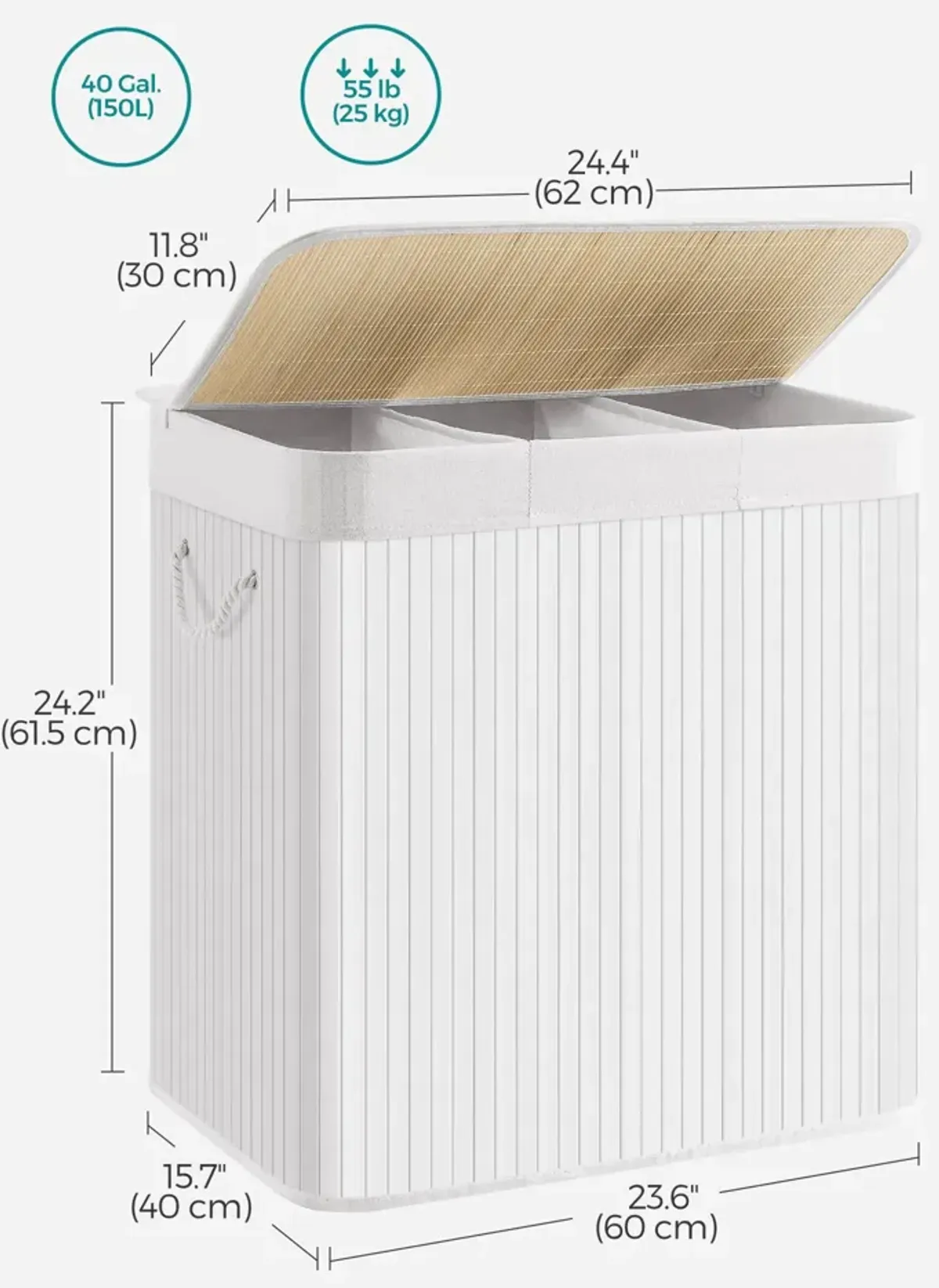 39.6-Gallon Laundry Hamper with Lid Large Capacity