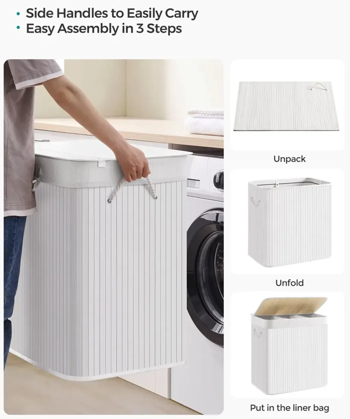 39.6-Gallon Laundry Hamper with Lid Large Capacity