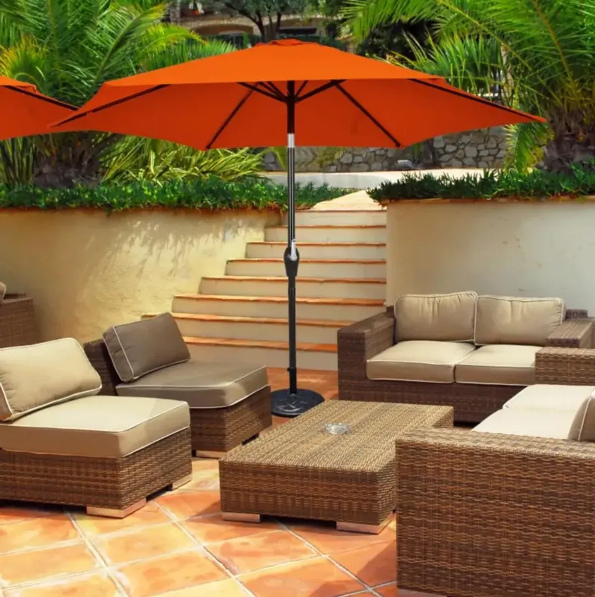 Hivvago 10 Feet Outdoor Patio Umbrella with Tilt Adjustment and Crank