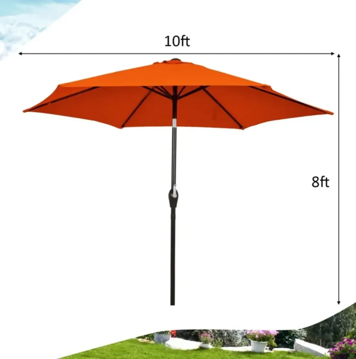 Hivvago 10 Feet Outdoor Patio Umbrella with Tilt Adjustment and Crank