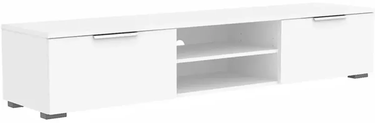 FurniFact White High Gloss TV Cabinet - Stylish TV Stand with Drawers and Shelves