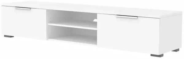 FurniFact White High Gloss TV Cabinet - Stylish TV Stand with Drawers and Shelves