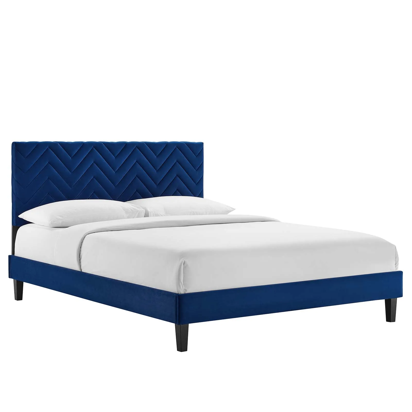 Modway - Leah Chevron Tufted Performance Velvet Queen Platform Bed