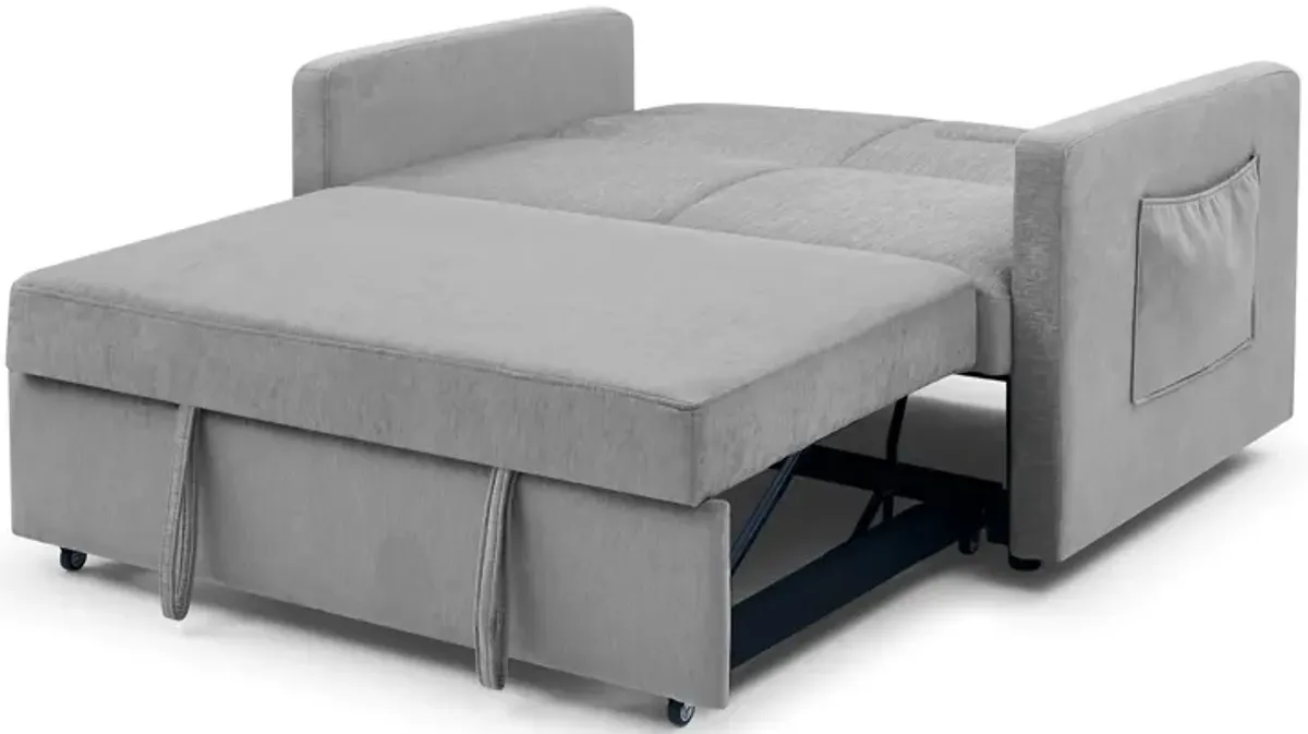 Merax Chenille Loveseats Sofa with Pull-out Bed