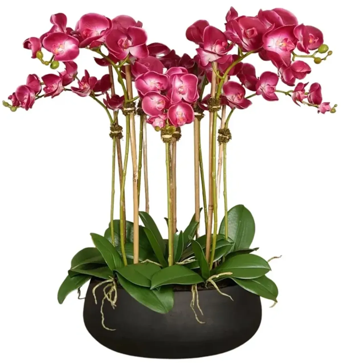 Faux Orchid Arrangement In Matte Black Planter