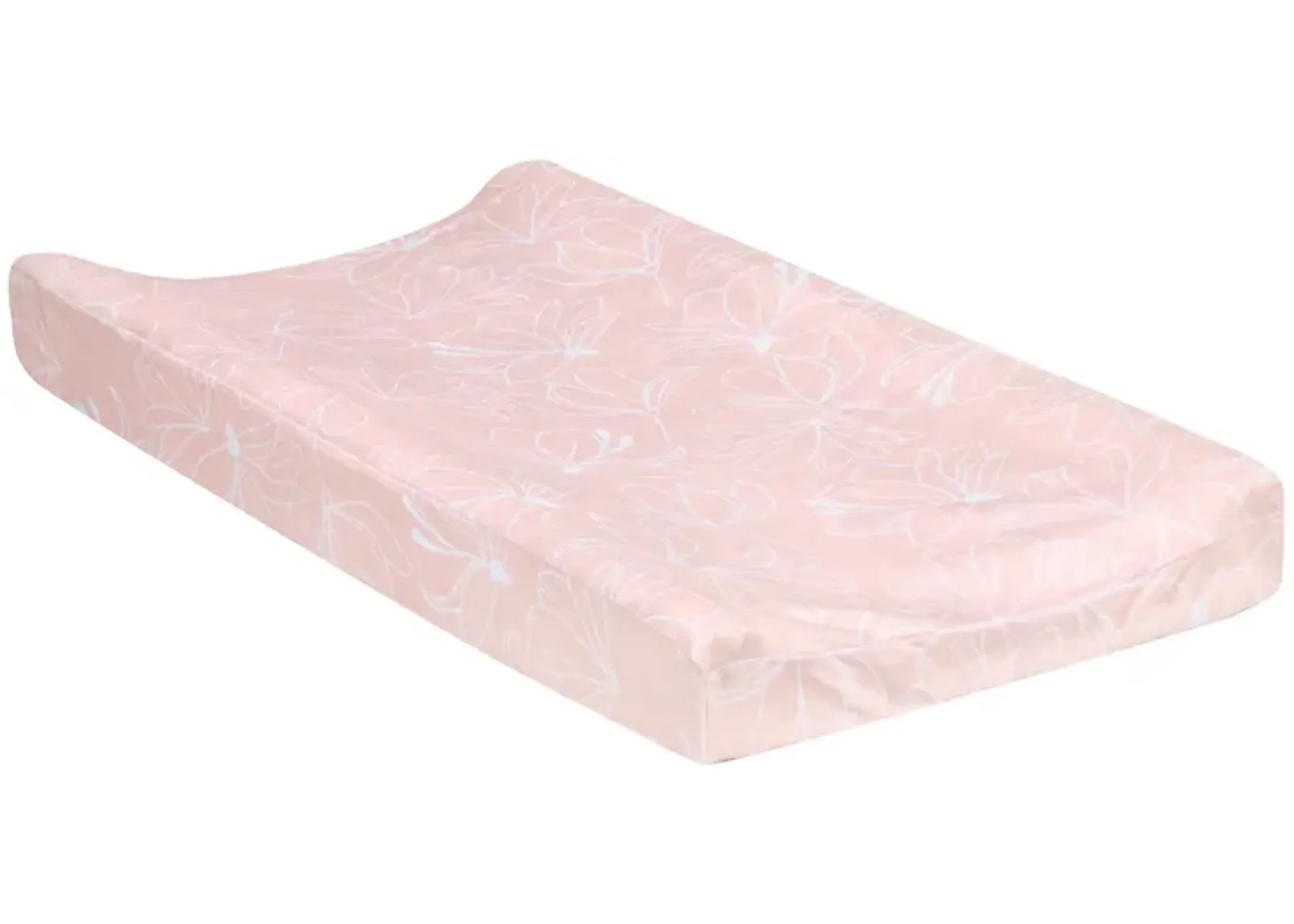 Lambs & Ivy Petals Soft Pink/White Floral Outline Baby Changing Pad Cover