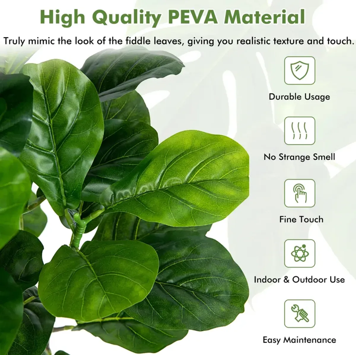 51 Inch 2-Pack Artificial Fiddle Leaf Fig Tree for Indoor and Outdoor