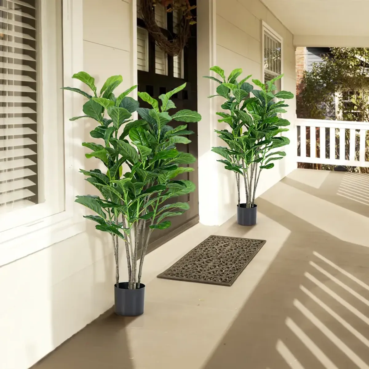 51 Inch 2-Pack Artificial Fiddle Leaf Fig Tree for Indoor and Outdoor