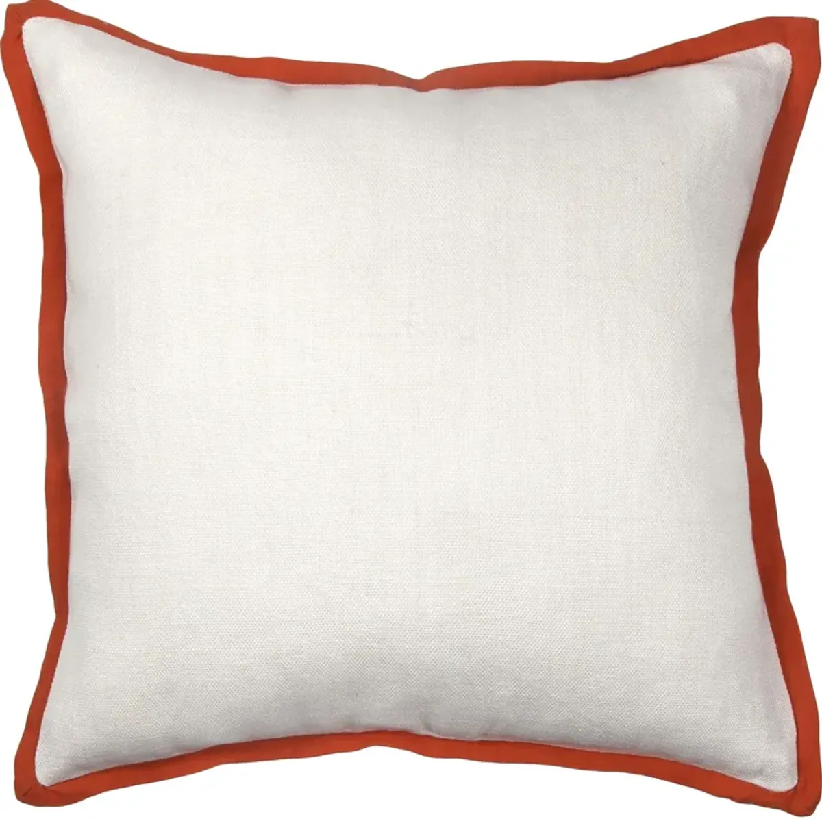 24" Ivory and Orange Solid Square Throw Pillow
