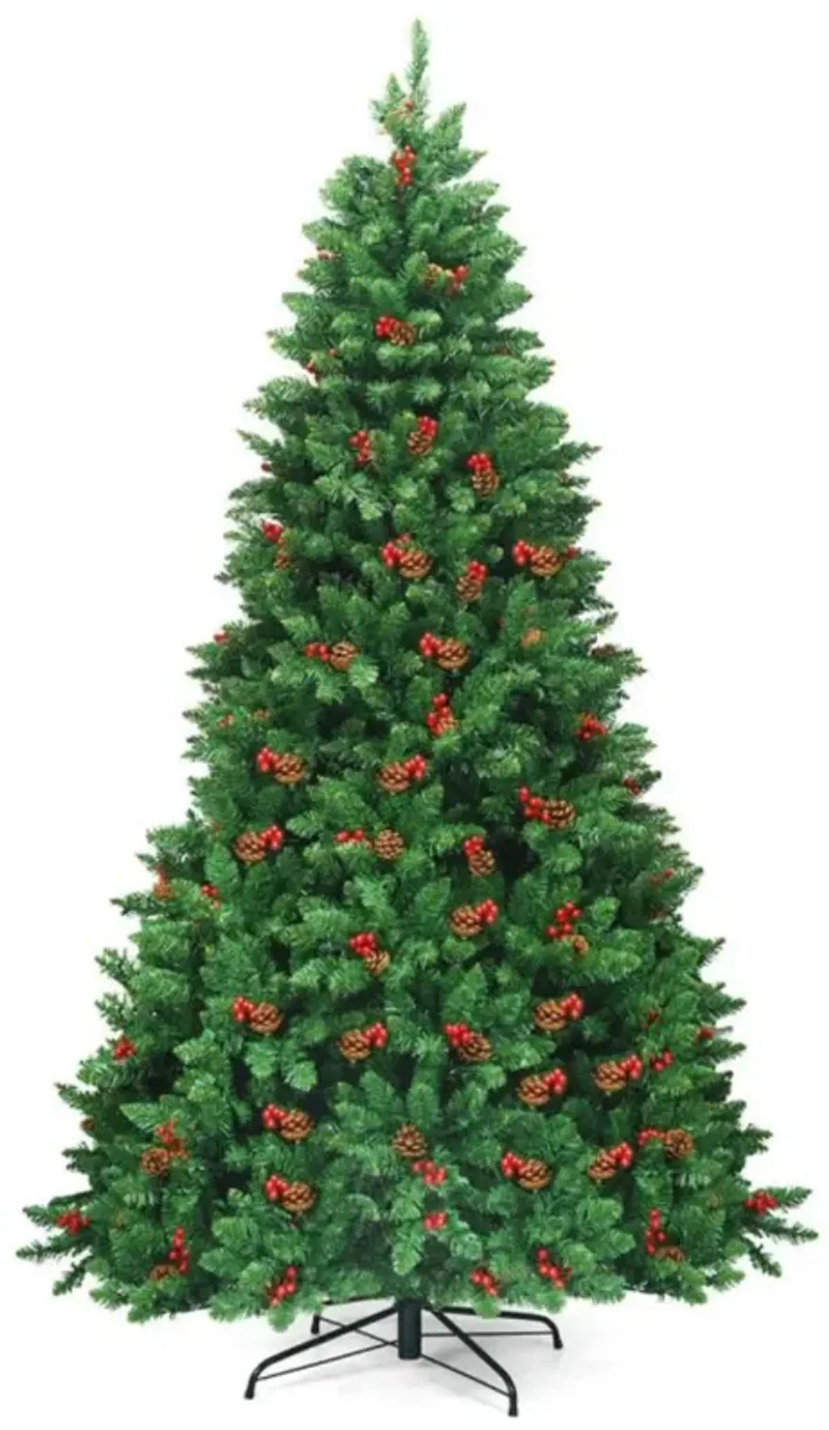 Hivvago 7.5 Feet Pre-lit Hinged Christmas Tree with 550 LED Lights and Sturdy Metal Stand