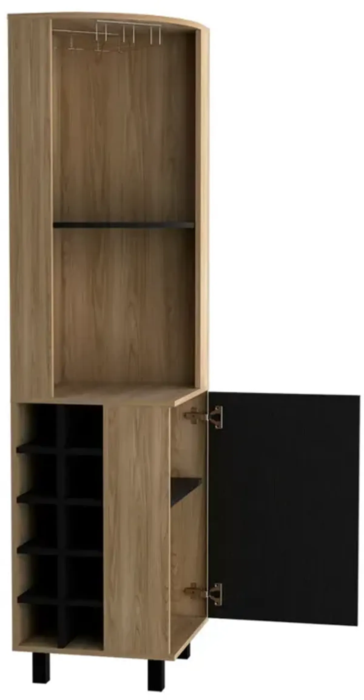 Corner Bar Cabinet Cleveland, Living Room, Natural Oak / Black