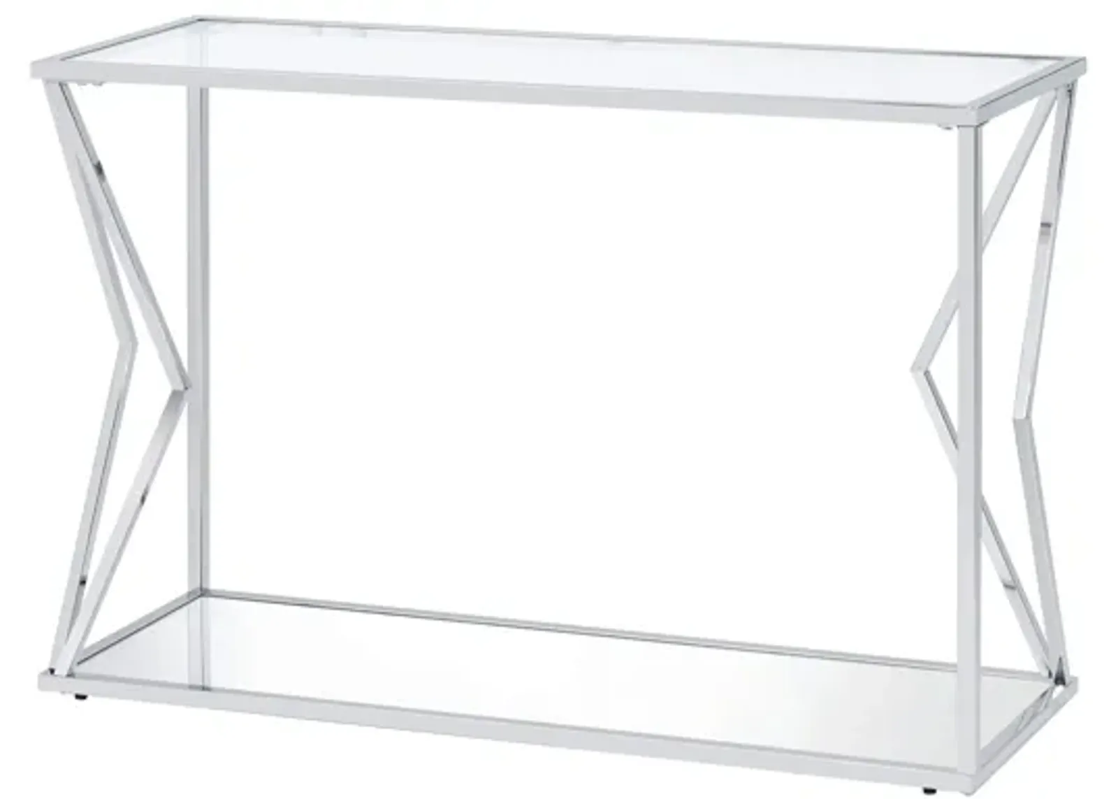 ACME Virtue Sofa Table, Clear Glass & Chrome Finish