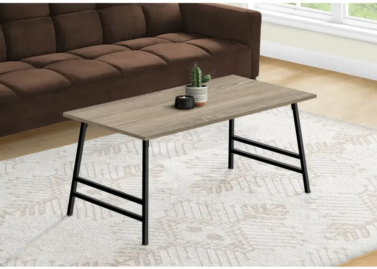 Monarch Specialties I 3792 Coffee Table, Accent, Cocktail, Rectangular, Living Room, 40"L, Metal, Laminate, Brown, Black, Contemporary, Modern