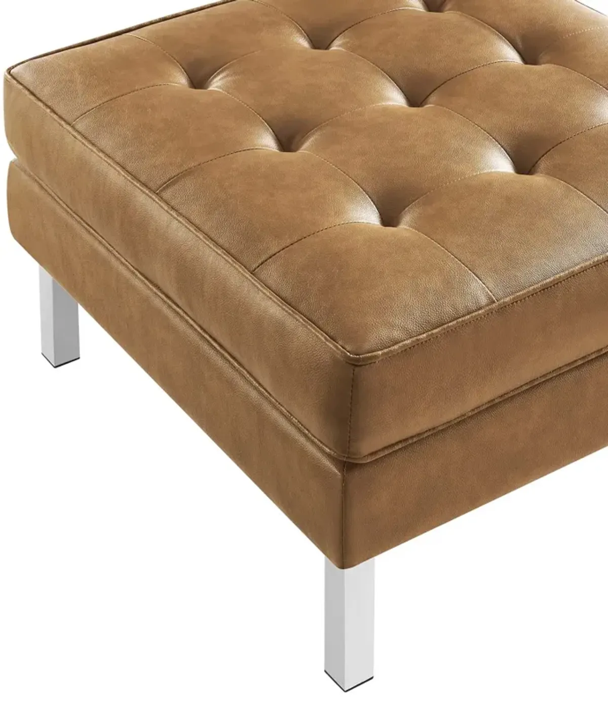 Loft Tufted Vegan Leather Sofa and Ottoman Set