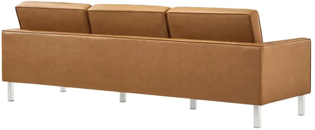 Loft Tufted Vegan Leather Sofa and Ottoman Set