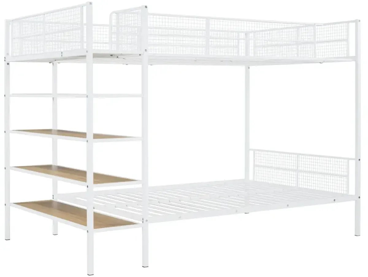 Merax Metal Bunk Bed with 5-Tier Shelves