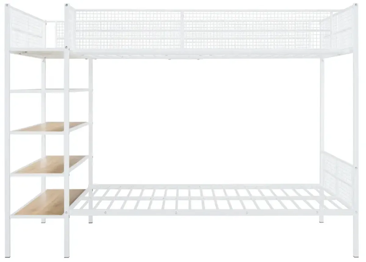 Merax Metal Bunk Bed with 5-Tier Shelves