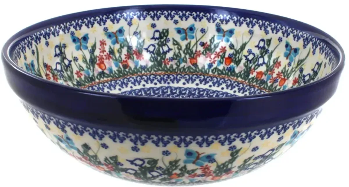 Blue Rose Polish Pottery Garden Butterfly Medium Serving Bowl