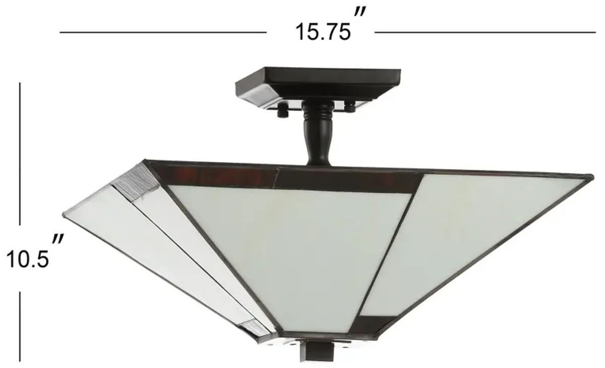 Julian Tiffany-Style Glass/Metal LED Semi-Flush Mount