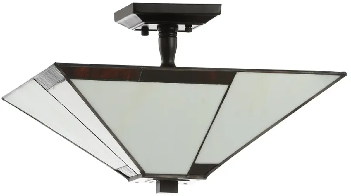 Julian Tiffany-Style Glass/Metal LED Semi-Flush Mount