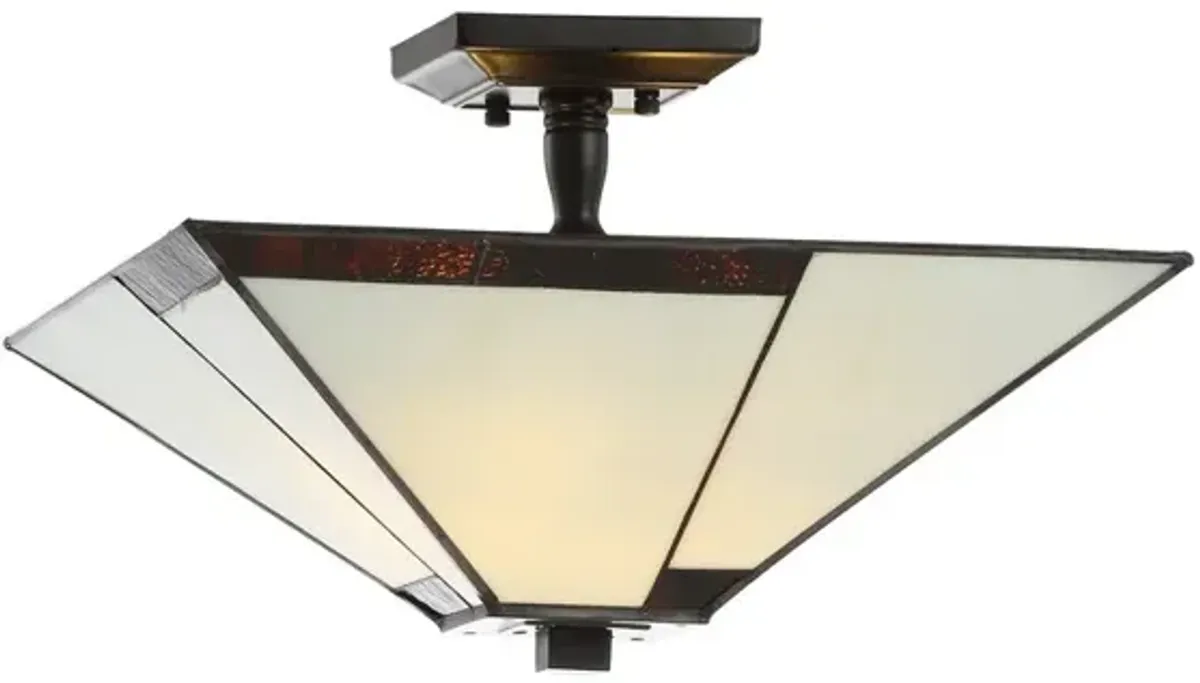 Julian Tiffany-Style Glass/Metal LED Semi-Flush Mount