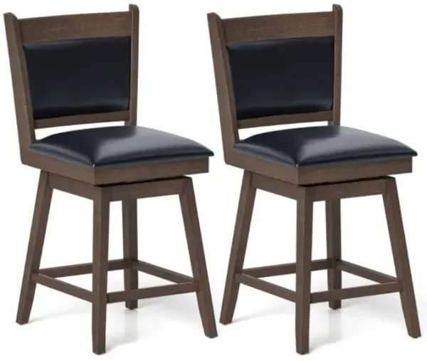 Hivvago Padded Bar Stools Set of 2 with Swivel Seat and Footrest