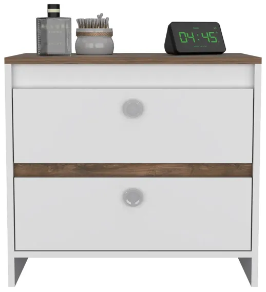 Nightstand Dreams, Bedroom, White / Dark Brown