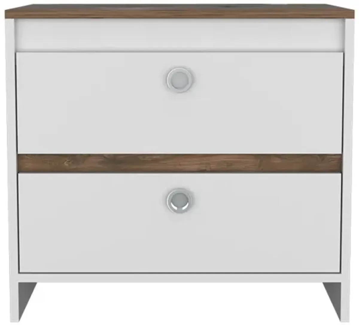 Nightstand Dreams, Bedroom, White / Dark Brown