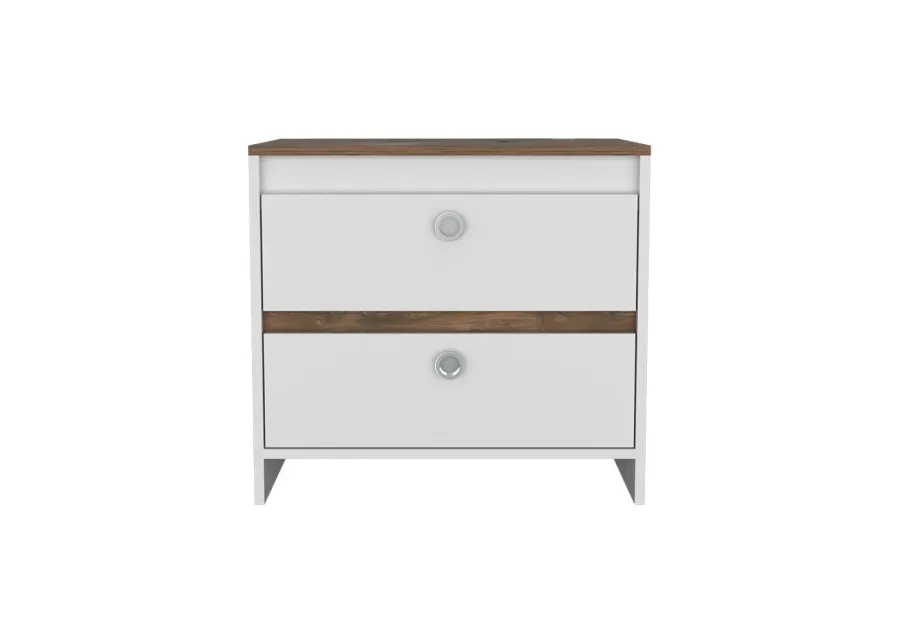 Nightstand Dreams, Bedroom, White / Dark Brown