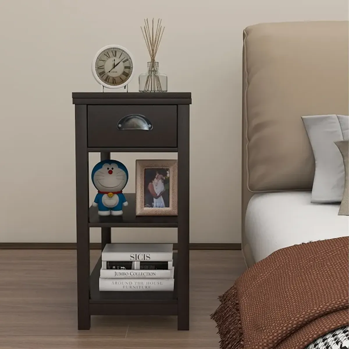Streamdale Narrow End Table with Flip-Over Drawers