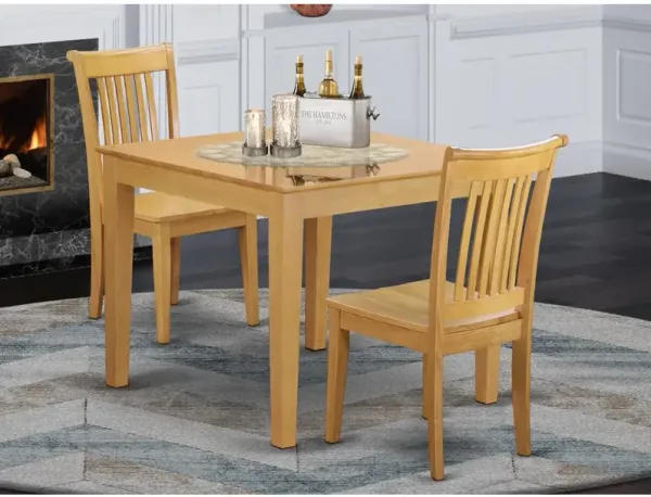 East West Furniture Dining Room Set Oak, OXPO3-OAK-W