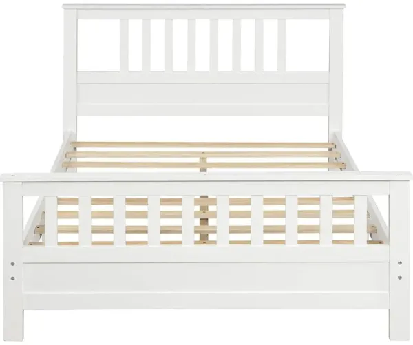 Pine Wood Platform Bed with Slatted Headboard and Footboard for Sturdy Support