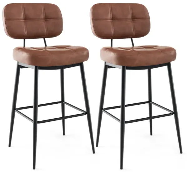 Set of 2 Bar Stools with Padded Seat and Footrest Perfect for Kitchen Island Comfort