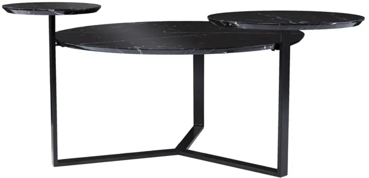 43 Black Solid Manufactured Wood And Metal Free Form Coffee Table
